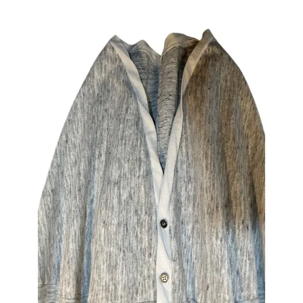 STCL by Anthropologie Women’s Gray White Short Sleeve Button Down Jacket Sz Med - Image 6