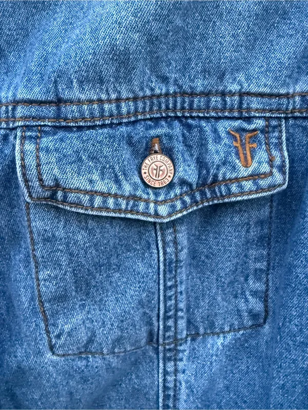 Frye Western Denim Dress Womens Large Blue Country Cowgirl Button Front Mini EUC - Image 4