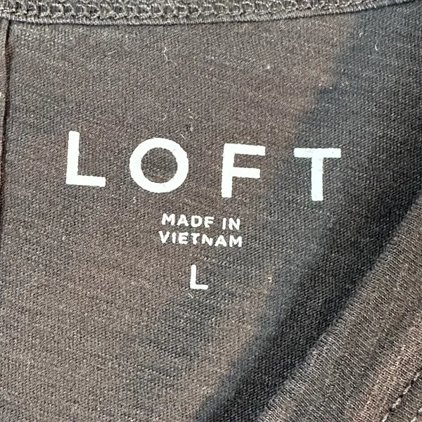Loft Womens Black Short Sleeve Crew Neck Slub Cotton Blend T-Shirt Size L - Image 3