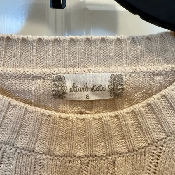 Altar'd State Cream Cable Knit Crew Neck Sweater - Image 2