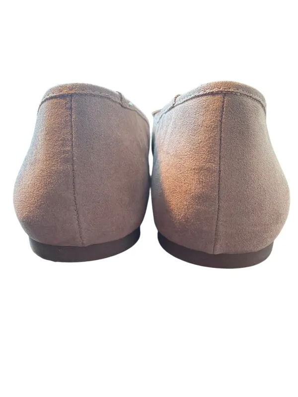 Liz Claiborne Memory Foam Tan Ballet Flat Shoes Flushing Slip On Faux Suede Sz 7 - Image 3