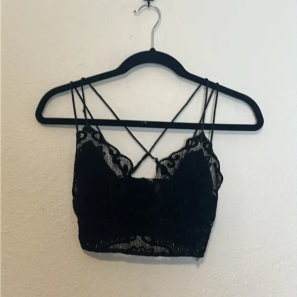Free People One Black Madonna‎ Flocked Velvet Adella Bralette Size XS - Image 6