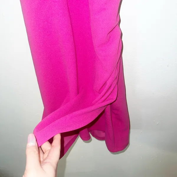 Sincerely Jules hot pink glitter fringe open back high neck mini dress - Image 4