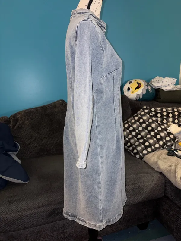 NWT Stylewe Women's Washed Denim-Look Midi Dress, Large - Image 3