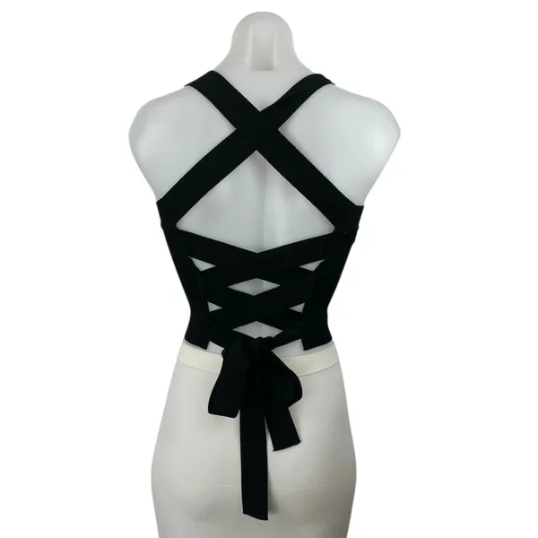 NBD Women's Black Sleeveless Knit Crisscross Back Yoga Athletic Crop Top Size M - Image 2