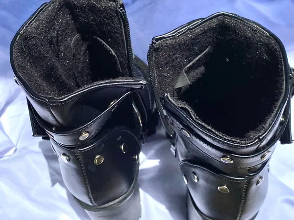 Black Laced up Platform Buckled Boot - Image 5
