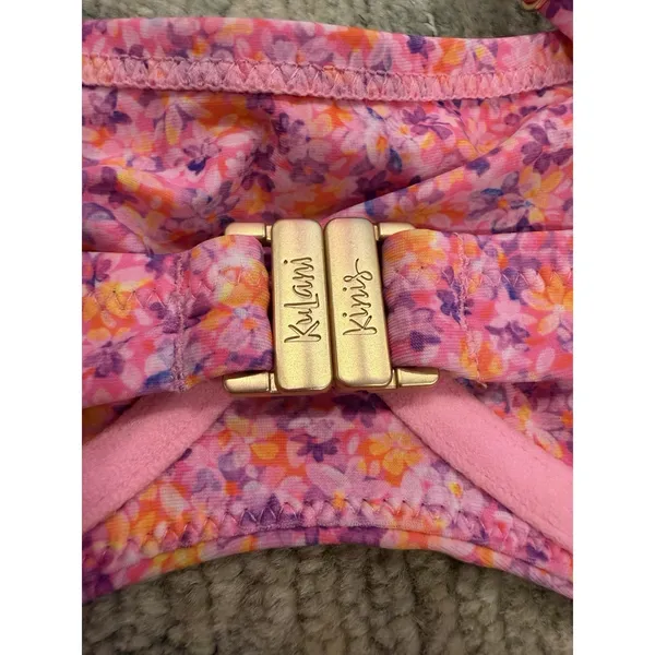 Kulani Kinis Hidden Underwire Crop Bikini Top Pink Floral Sz L NEW $68 - Image 4