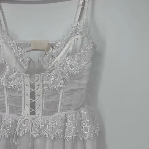 For Love & Lemons Farmhouse Slip Dress Size Large-White - Image 4