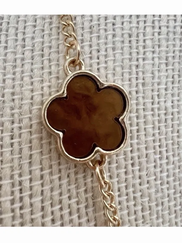 18K Gold Plated Brown Flower Necklace Stainless steel Womens Jewelry - Image 6
