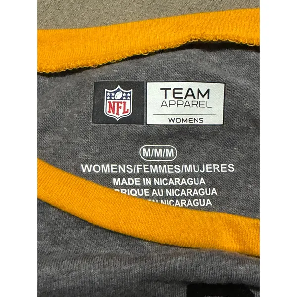 NFL Team Apparel Pittsburgh Steelers Women Medium Grey Black Ringer T-Shirt NWT - Image 3