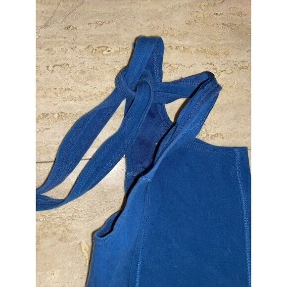 Free People Movement Cropped Pants Slit Hems W‎ Long Strap Sz M Blue - Image 5