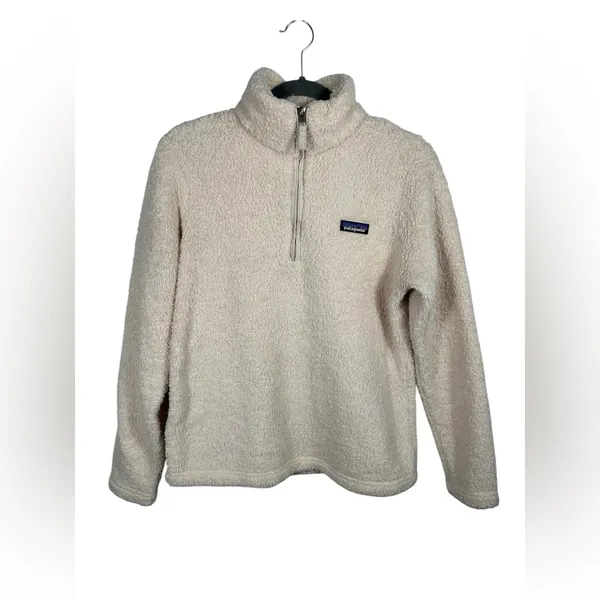 Patagonia Los Gatos‎ 1/4 Zip Fleece Women M Cream Sherpa Pullover - Image 3