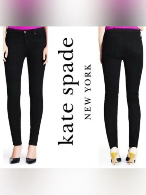 Late Spade womens 25 Black denim skinny jeans Broome Street model - Image 2
