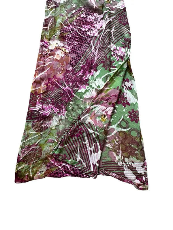 Womens Silk Floral Burnout Sheer Kaftan Dress Slits Boho Chic Maximalist Summer - Image 6