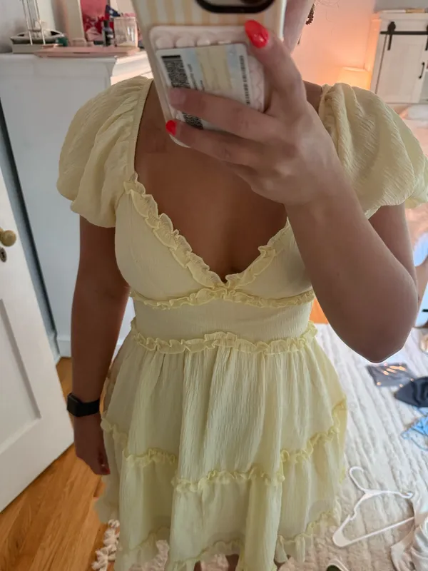Boutique yellow ruffle dress - Image 3