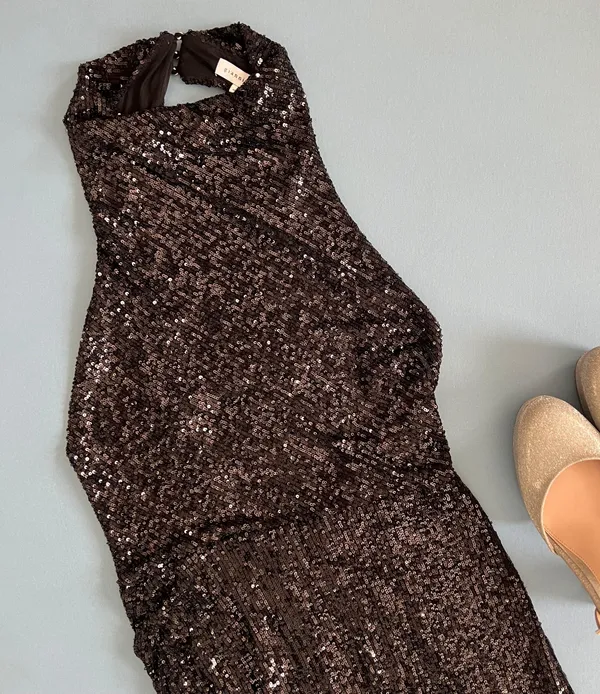NWT Jada Halter Neck Sleeveless Black Sequin Dress - Image 6