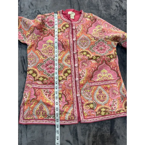 Appleseed's Reversible Quilted Jacket Womens Pink Paisley Floral M - Image 7
