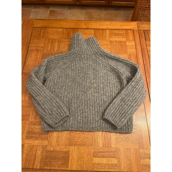 Kate Spade Chunky Knit Alpaca Blend Oversized Turtleneck sweater in grey M - Image 4