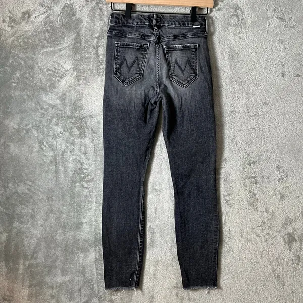 Mother The Looker Ankle Fray Skinny Jeans 24 X‎ 28” Stargazing Black Distressed - Image 5