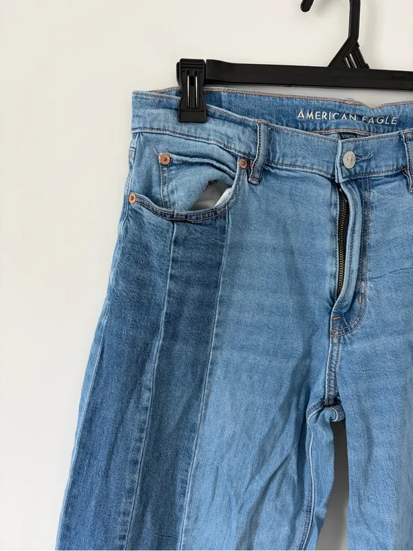 American Eagle Low Rise Ultra Wide Leg Baggy y2k punk grunge Jeans Blue 8 - Image 2