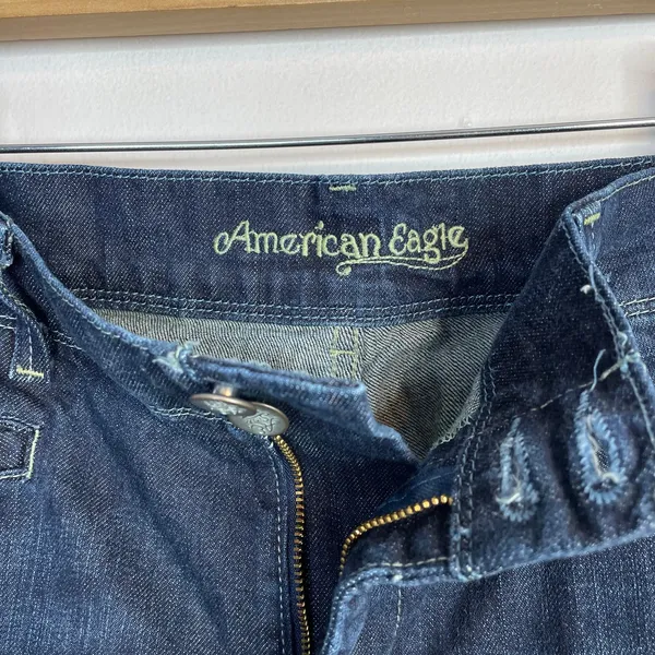 American Eagle Vintage Y2K Mid Rise Wide Leg Flare Trouser Jeans Dark Wash 14 - Image 9