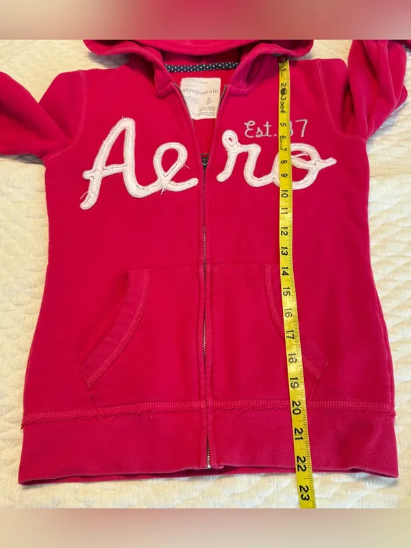 2011 Aeropostale Zip Hoodie Sweatshirt Jacket Hot Pink Size Small Y2K Style - Image 7