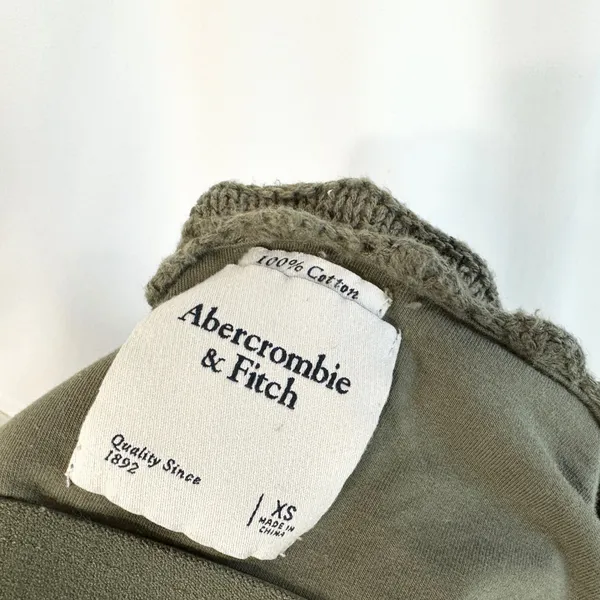 Abercrombie & Fitch XS Halter‎ Top Y2K VTG Crochet Olive Green Cotton Boho 1421 - Image 7
