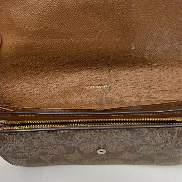 Coach Continental Flap Brown Signature Canvas Wallet - Image 5