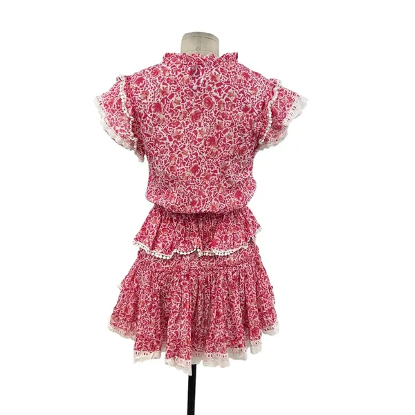 Misa Los Angeles‎ Lilian Dress Tiered Ruffle Animal Floral Print Pink Size XS - Image 11