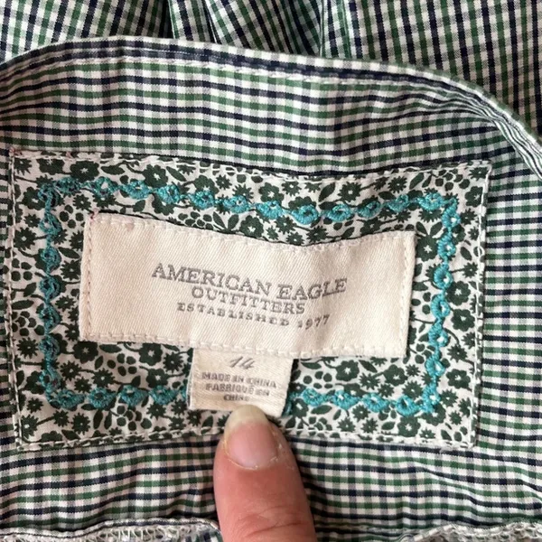 American Eagle Y2K Gingham Skirt Sz 14 Cottagecore Boho Academia Drop Waist - Image 9