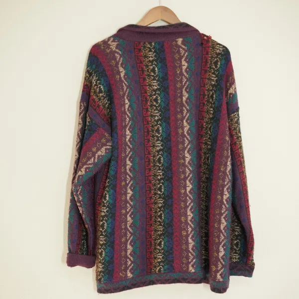 Vintage Retro Alpaca Grandpacore Cardigan Purple Fair Vintage Peru Knit Grunge - Image 6
