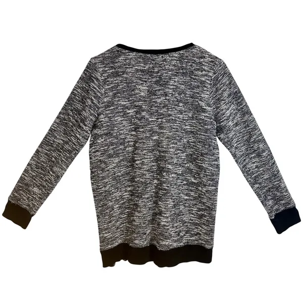Abercrombie & Fitch White Black Knit Zip Up Pullover Crew Neck Sweater Size S - Image 3