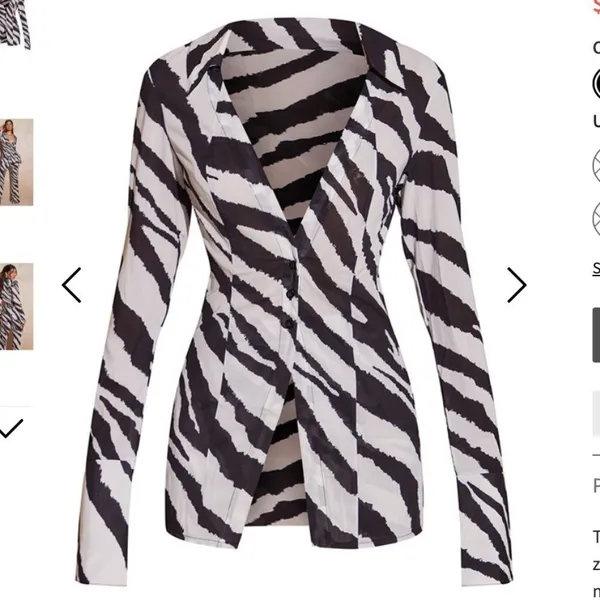 Pretty Little Thing- Black & White Zebra Stripe Button Down Top - Image 3