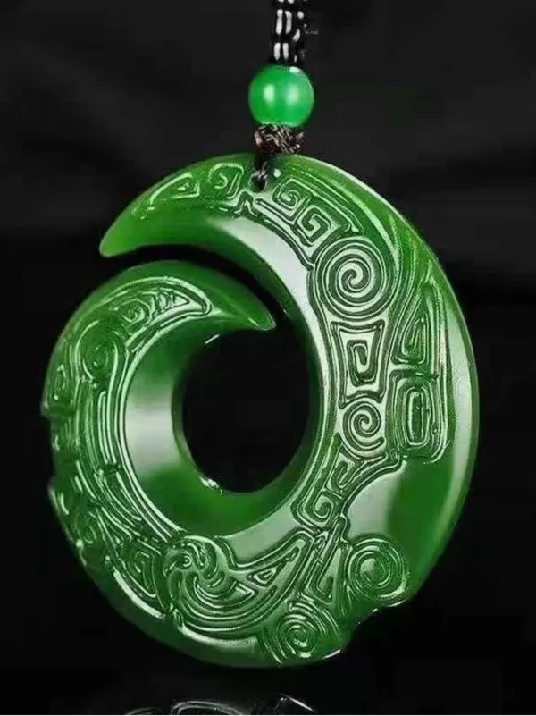 Green Jade Spiral Pendant Necklace - Women Jewelry - Image 4