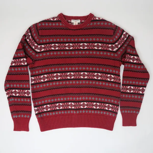 Vintage 90s Dockers Red Fair Isle Christmas Sweater - Image 2