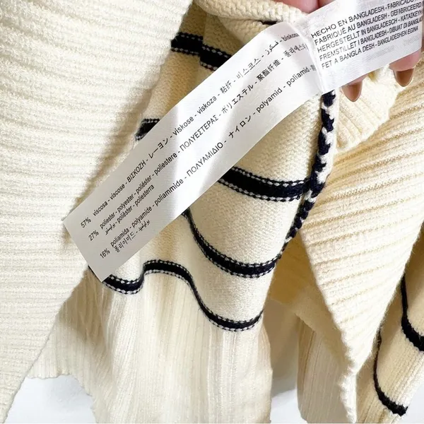 ZARA NWT Striped Crewneck Pullover Sweater S Cream Blue - Image 7