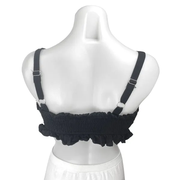 Princess Polly Black Sleeveless Ruched Ruffle Cami Camisole Tank Crop Top Size S - Image 2