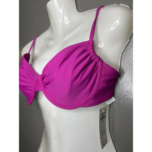 Abercrombie & Fitch Bikini Top Womens Large Pink Underwire Adjustable Straps - Image 3
