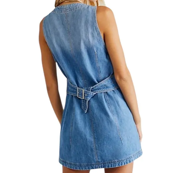 Free People We The Free Out Of Office Vest Dress in Busy Blue - Image 13