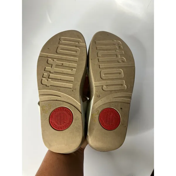 FitFlop Sandals Women Size 7 White Excellent Crystal Embellished Flip Flop thong - Image 7