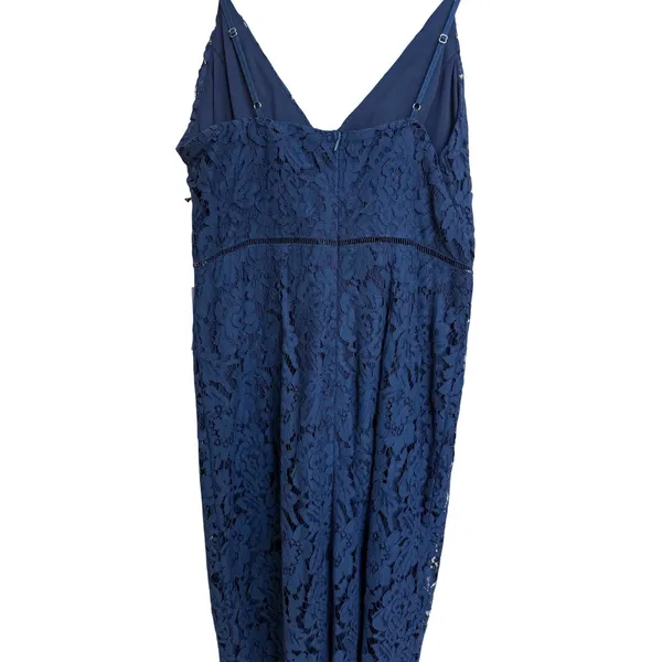 ASTR the Label Navy Blue Floral Lace Midi Dress V-Neck‎ NWT Size Large - Image 7