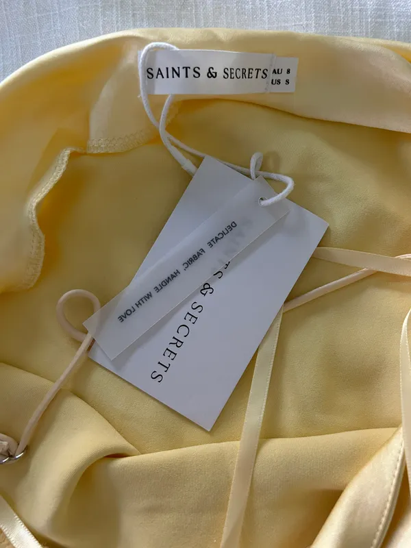 Saints + Secrets Yellow Satin Mini Dress - Image 2