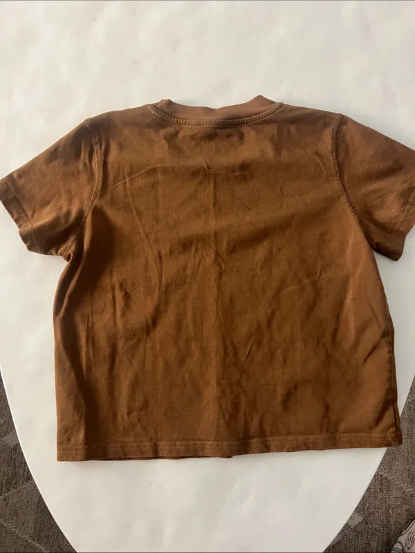 All:Row Thick Cotton Crewneck Boxy Everyday Tee Shirt in Warm Brown S $68 - Image 5