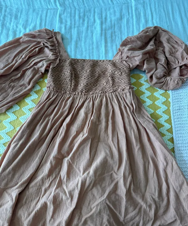 Listicle Brown Balloon Sleeve Mini Dress - Image 5