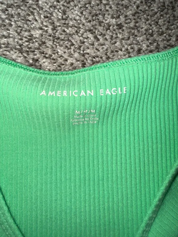 American Eagle Keyhole Tie-Front Ribbed tee - Image 3