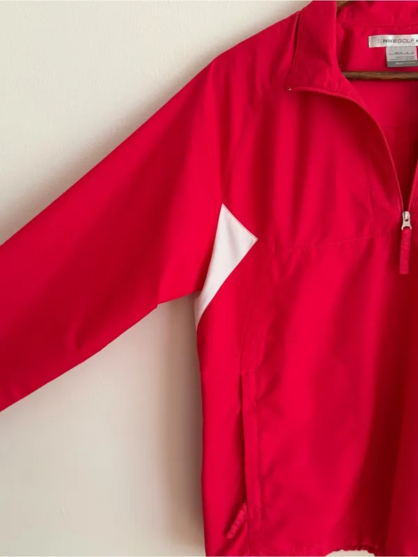 Vintage 2008 Nike Golf NikeFIT Storm Windbreaker Pullover Jacket Red White M - Image 3