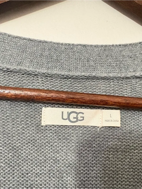 UGG Lauren Cardigan Womens L Gray Longline Open Front Cozy Sweater - Image 7