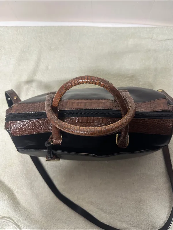 Brahmin Black and Brown Leather Crossbody Satchel-Crossbody - Image 3