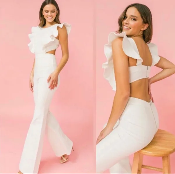 Boot Barn White Denim Jumpsuit Size M - Image 2