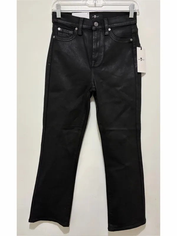 7 For All Mankind High-Waist Slim Kick Coated Jeans Black Sz 24 NWT - Image 6